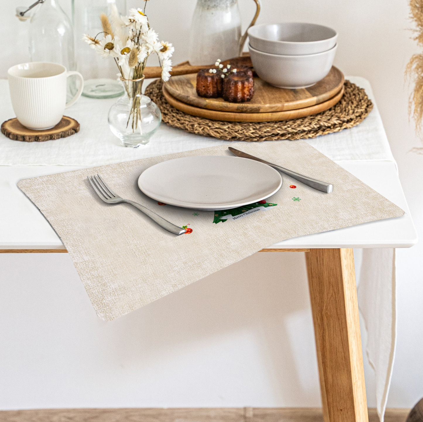 Personalized Christmas Placemats with 2-6 Names and 2 Festive Patterns