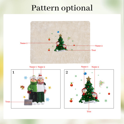 Personalized Christmas Placemats with 2-6 Names and 2 Festive Patterns