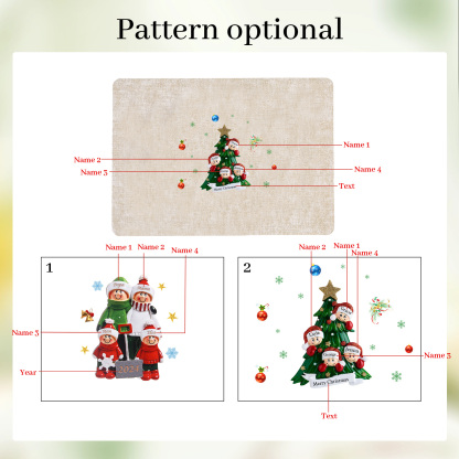Personalized Christmas Placemats with 2-6 Names and 2 Festive Patterns