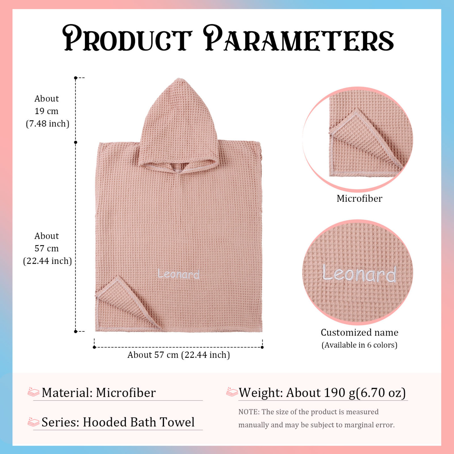 Personalized Name Hooded Baby Poncho Towel Muslin Bath Poncho For Toddler Kids Cotton Waffle Hooded Baby Bath Towels