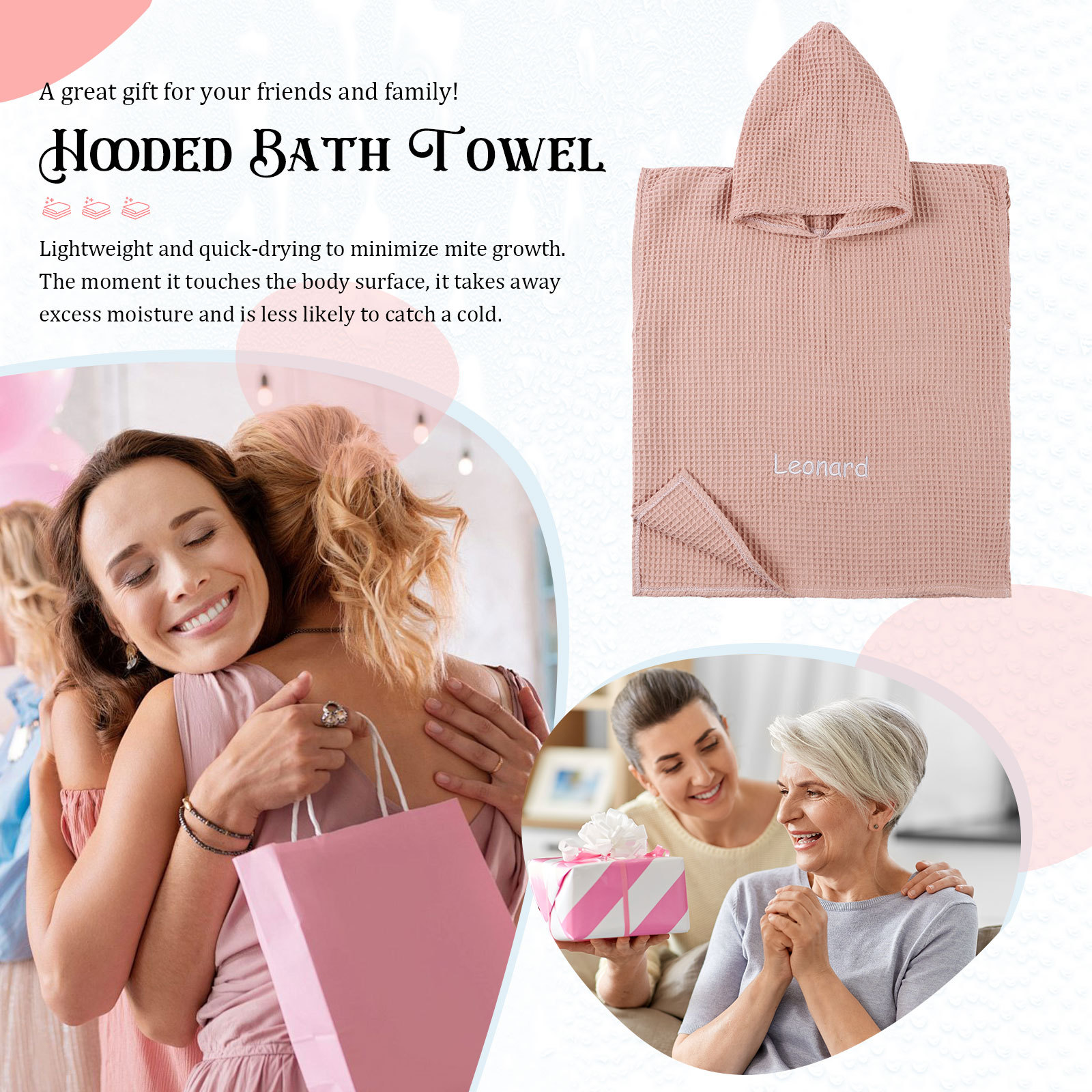 Personalized Name Hooded Baby Poncho Towel Muslin Bath Poncho For Toddler Kids Cotton Waffle Hooded Baby Bath Towels