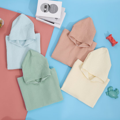 Personalized Name Hooded Baby Poncho Towel Muslin Bath Poncho For Toddler Kids Cotton Waffle Hooded Baby Bath Towels