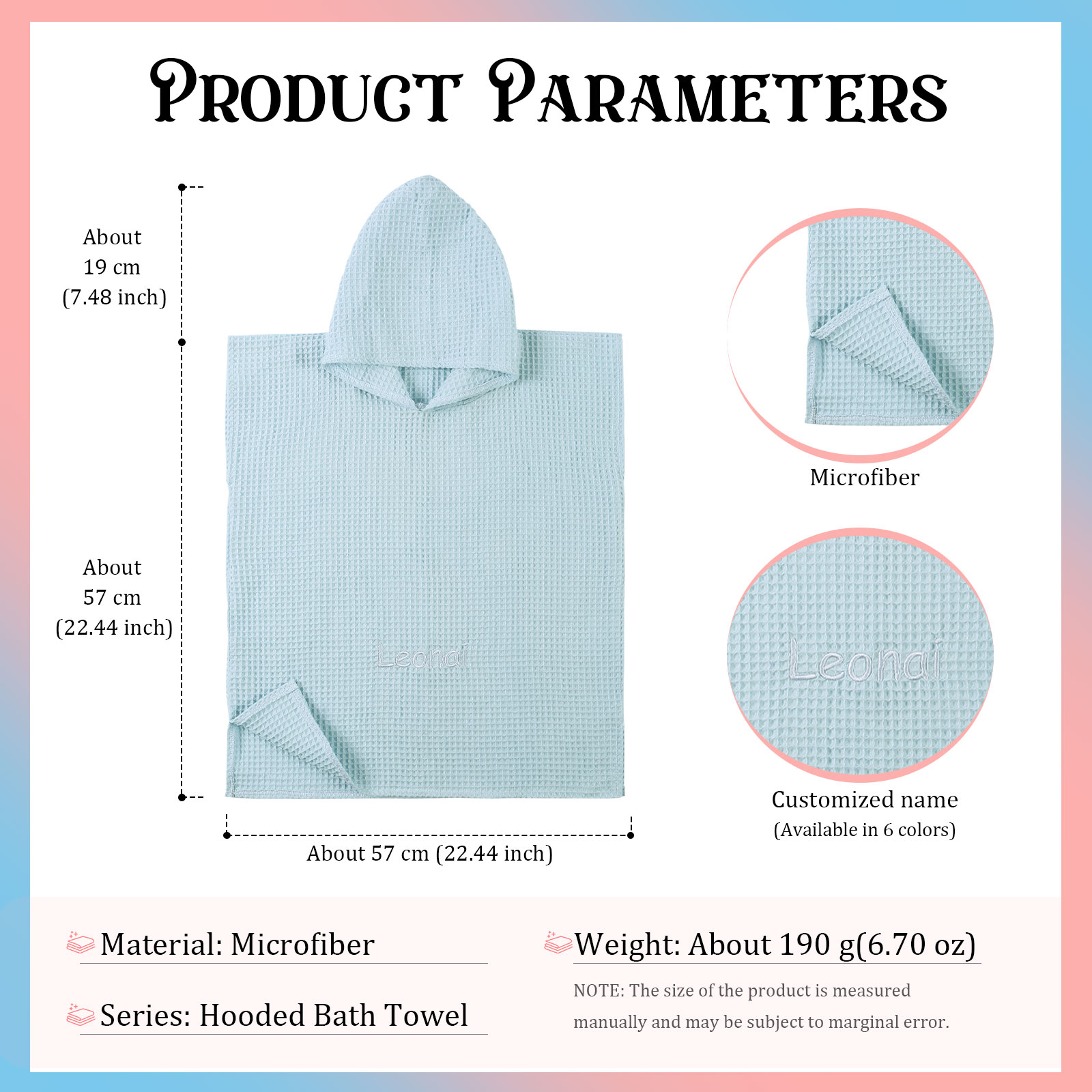 Personalized Name Hooded Baby Poncho Towel Muslin Bath Poncho For Toddler Kids Cotton Waffle Hooded Baby Bath Towels