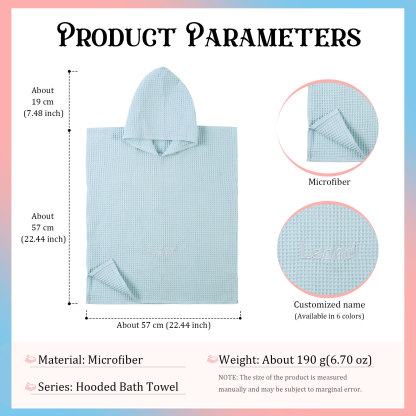 Personalized Name Hooded Baby Poncho Towel Muslin Bath Poncho For Toddler Kids Cotton Waffle Hooded Baby Bath Towels