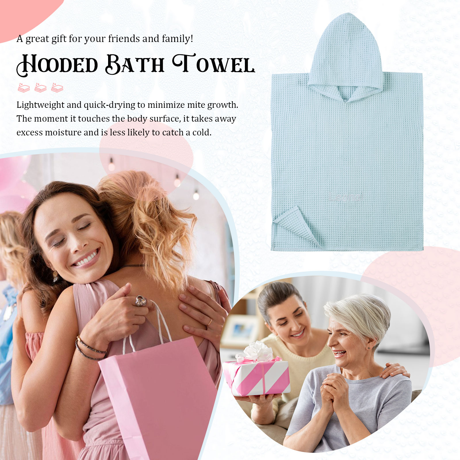 Personalized Name Hooded Baby Poncho Towel Muslin Bath Poncho For Toddler Kids Cotton Waffle Hooded Baby Bath Towels