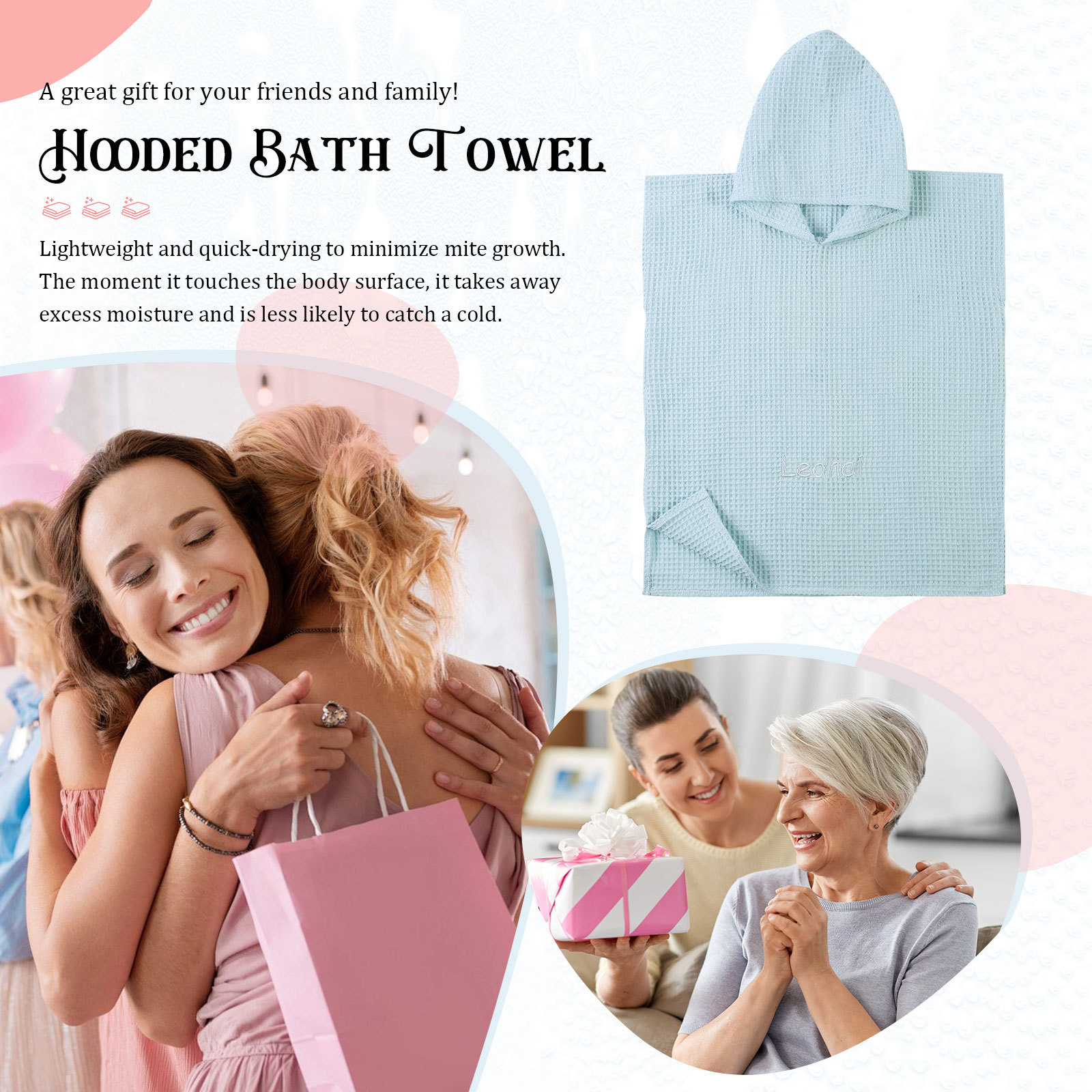 Personalized Name Hooded Baby Poncho Towel Muslin Bath Poncho For Toddler Kids Cotton Waffle Hooded Baby Bath Towels