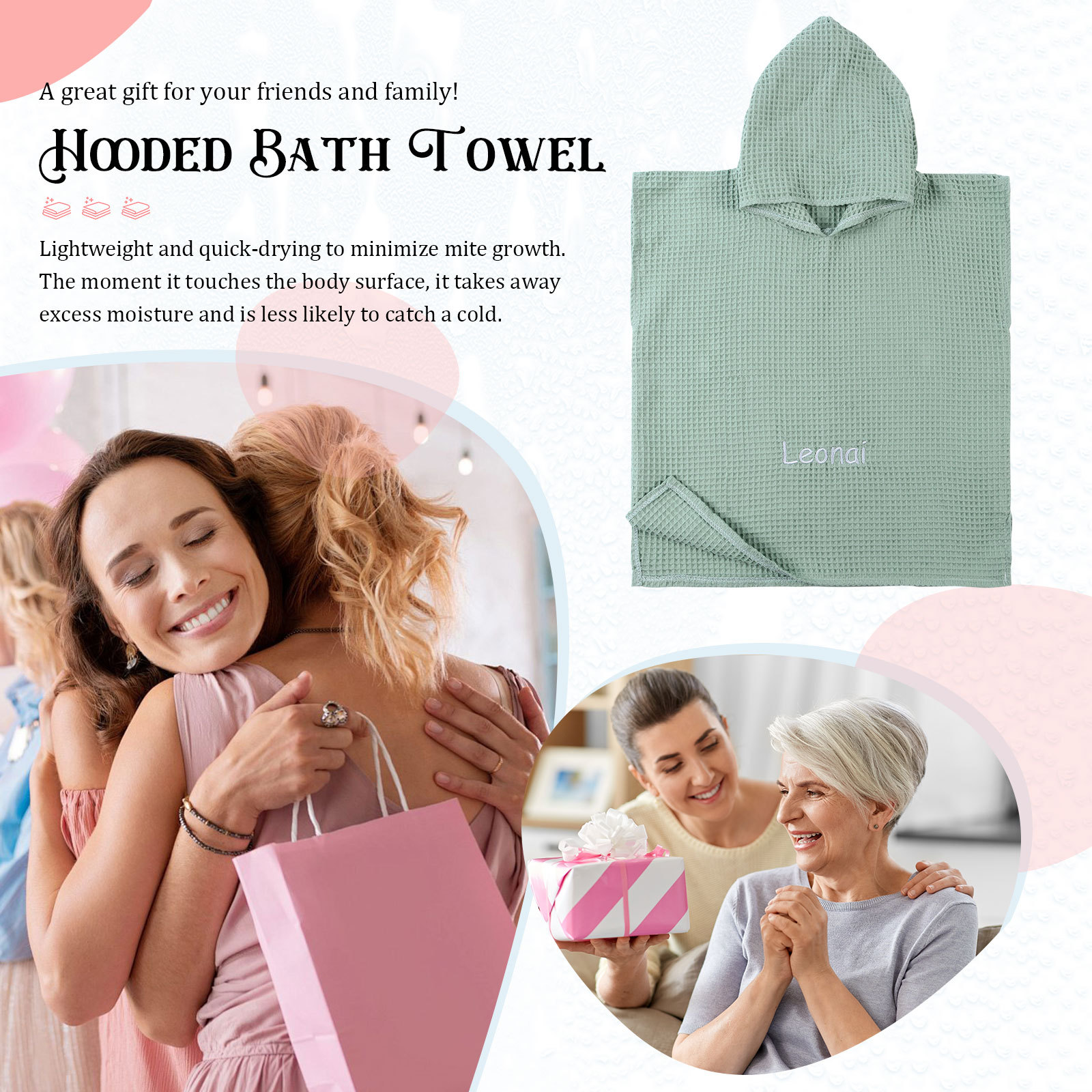 Personalized Name Hooded Baby Poncho Towel Muslin Bath Poncho For Toddler Kids Cotton Waffle Hooded Baby Bath Towels