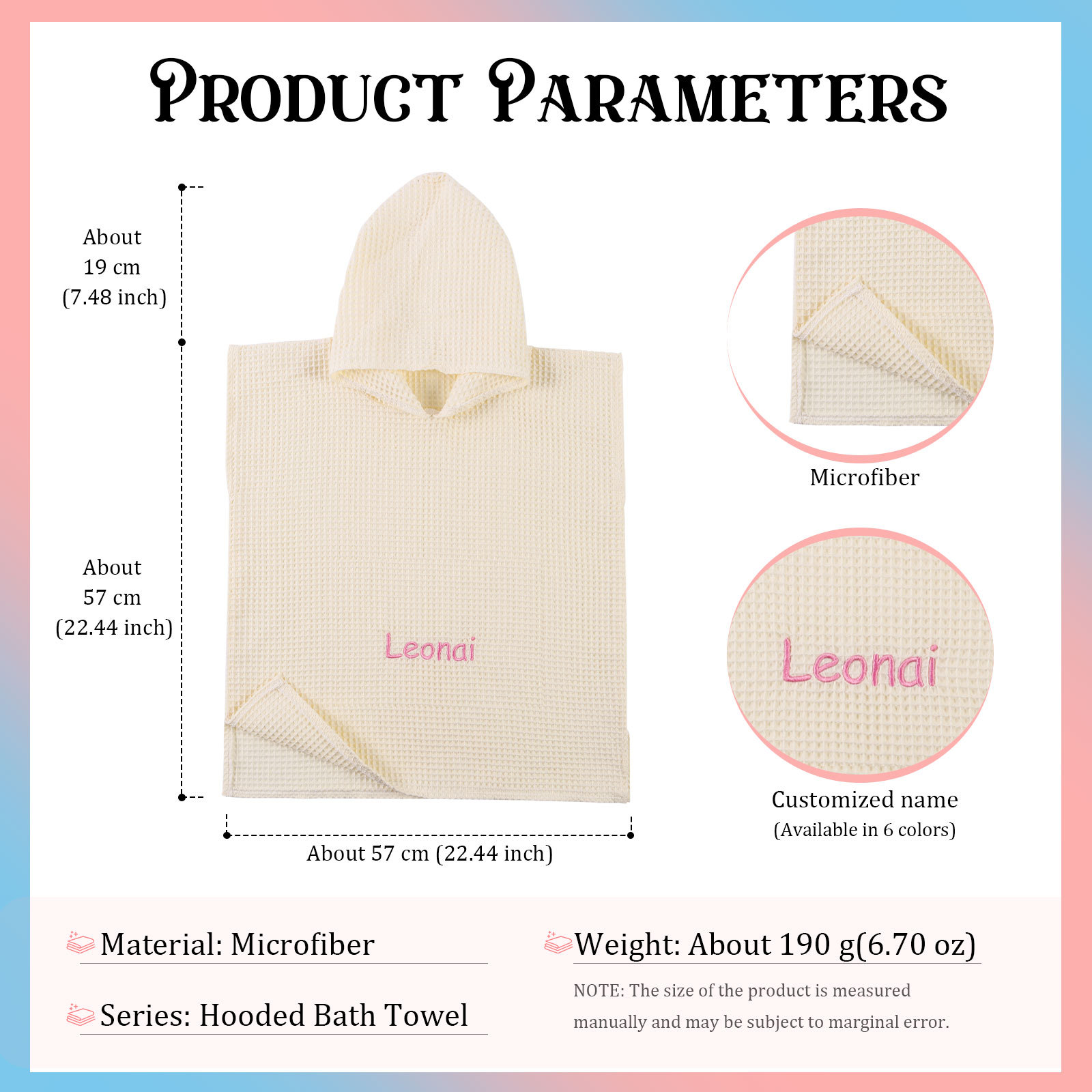 Personalized Name Hooded Baby Poncho Towel Muslin Bath Poncho For Toddler Kids Cotton Waffle Hooded Baby Bath Towels
