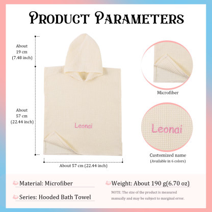 Personalized Name Hooded Baby Poncho Towel Muslin Bath Poncho For Toddler Kids Cotton Waffle Hooded Baby Bath Towels