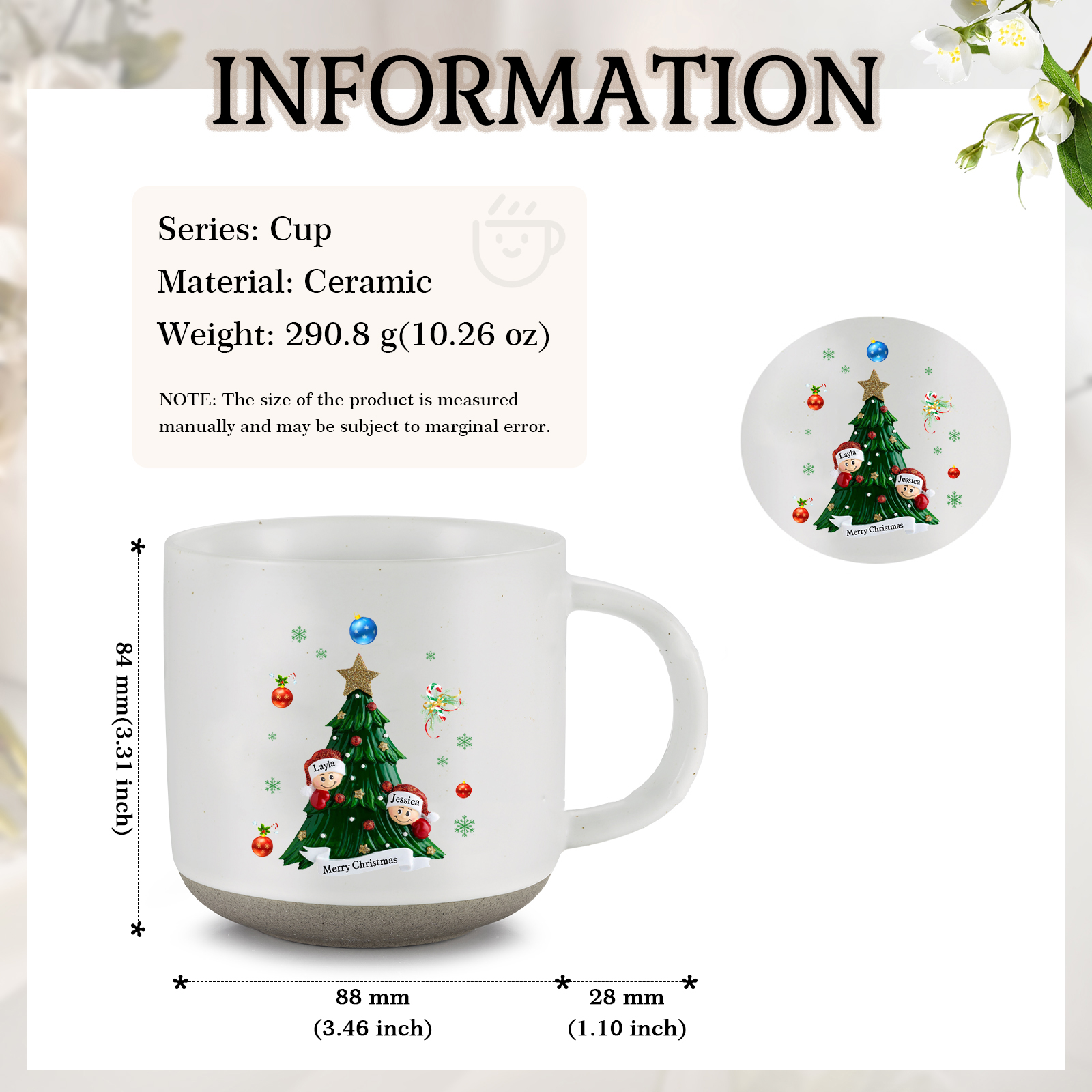 Personalized Christmas Tree Mug with Custom 2-6 Names and Text Perfect Holiday Gift for Family