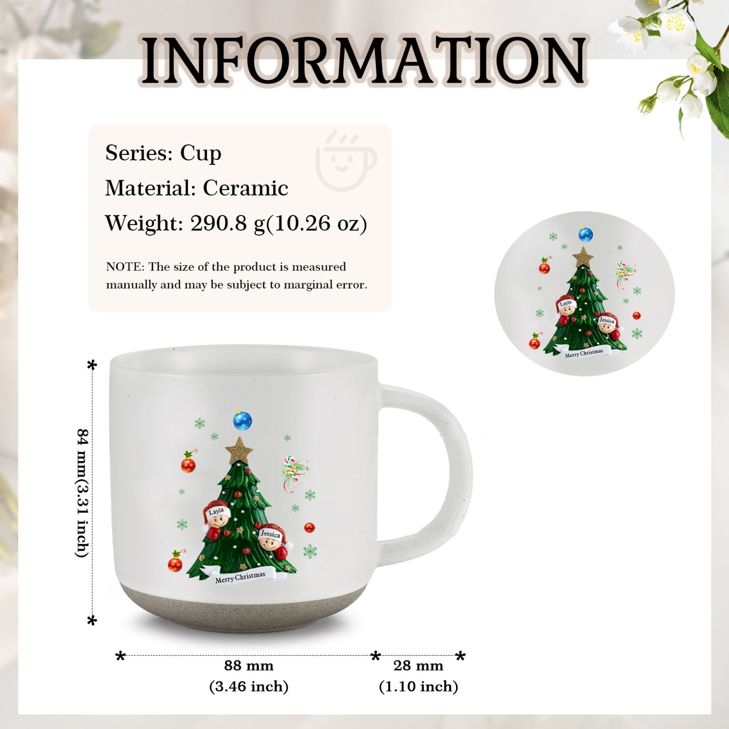 Personalized Christmas Tree Mug with Custom 2-6 Names and Text Perfect Holiday Gift for Family