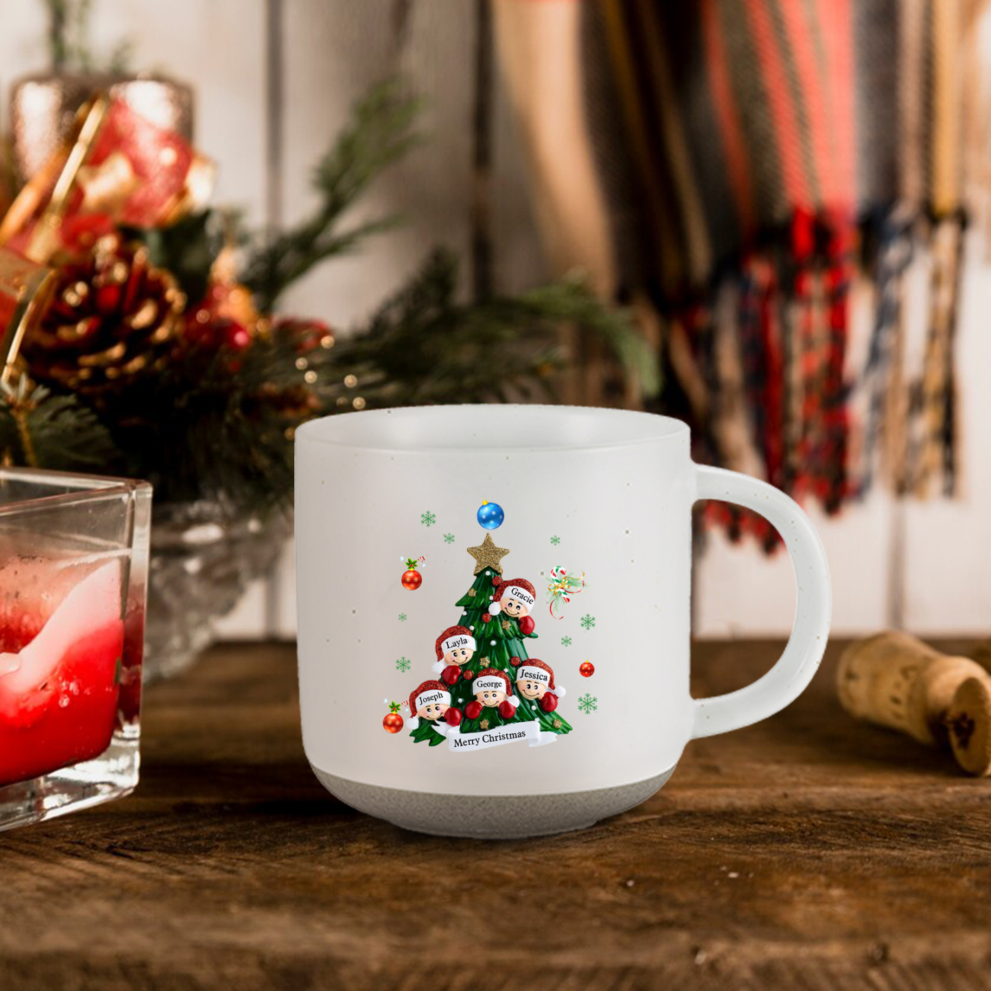 Personalized Christmas Tree Mug with Custom 2-6 Names and Text Perfect Holiday Gift for Family