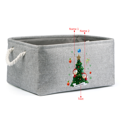 Personalized Christmas Storage Bins with Handles 2-6 Names & 1 Text Cu
