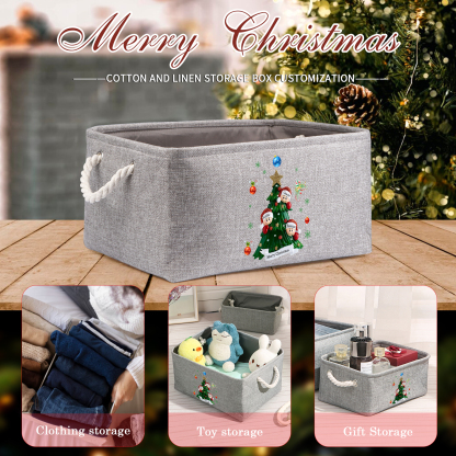 Personalized Christmas Storage Bins with Handles 2-6 Names & 1 Text Customizable Cubes