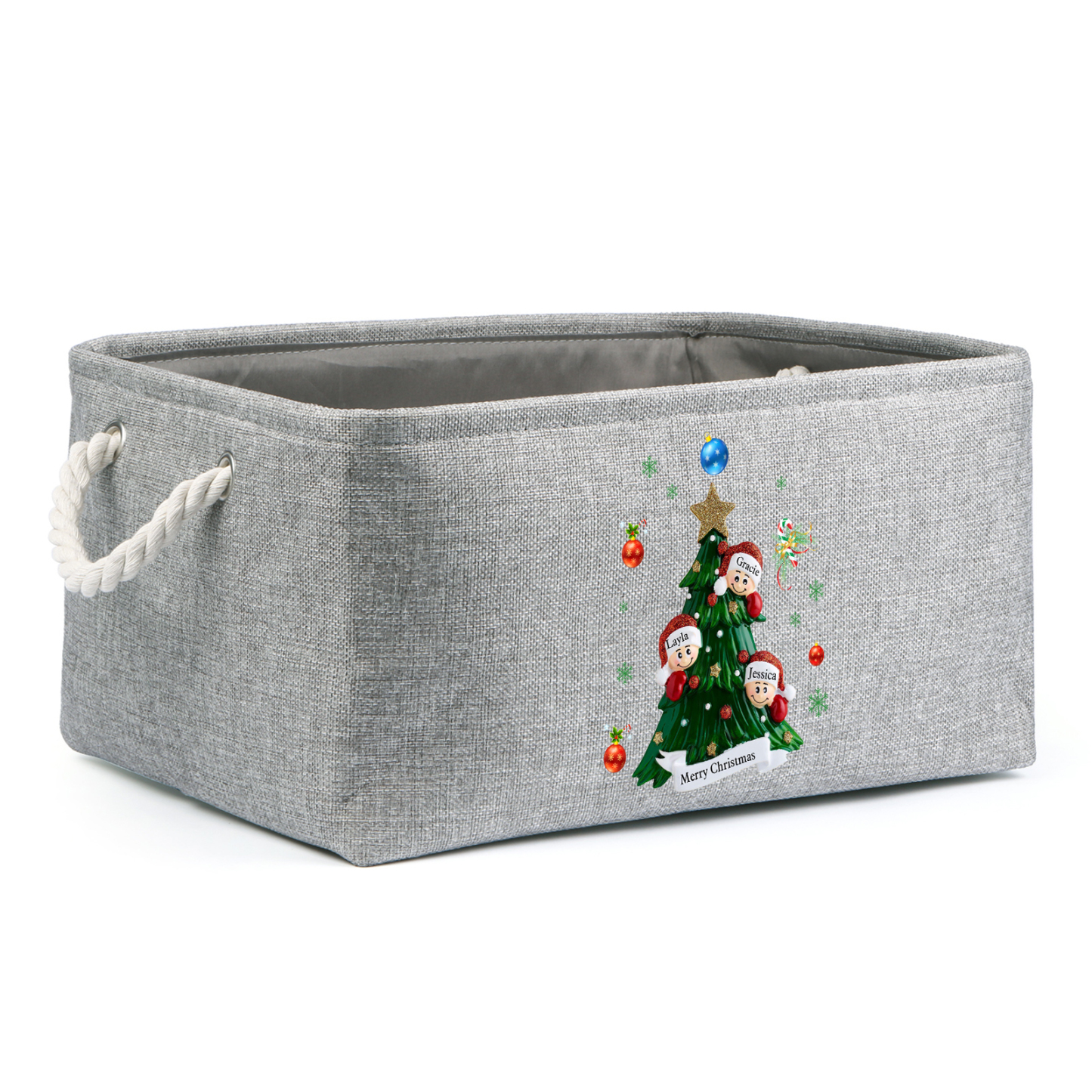 Personalized Christmas Storage Bins with Handles 2-6 Names & 1 Text Customizable Cubes