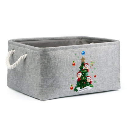 Personalized Christmas Storage Bins with Handles 2-6 Names & 1 Text Customizable Cubes