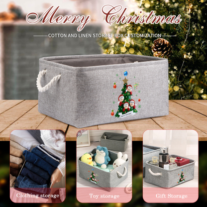 Personalized Christmas Storage Bins with Handles 2-6 Names & 1 Text Customizable Cubes