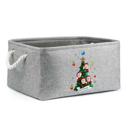 Personalized Christmas Storage Bins with Handles 2-6 Names & 1 Text Customizable Cubes