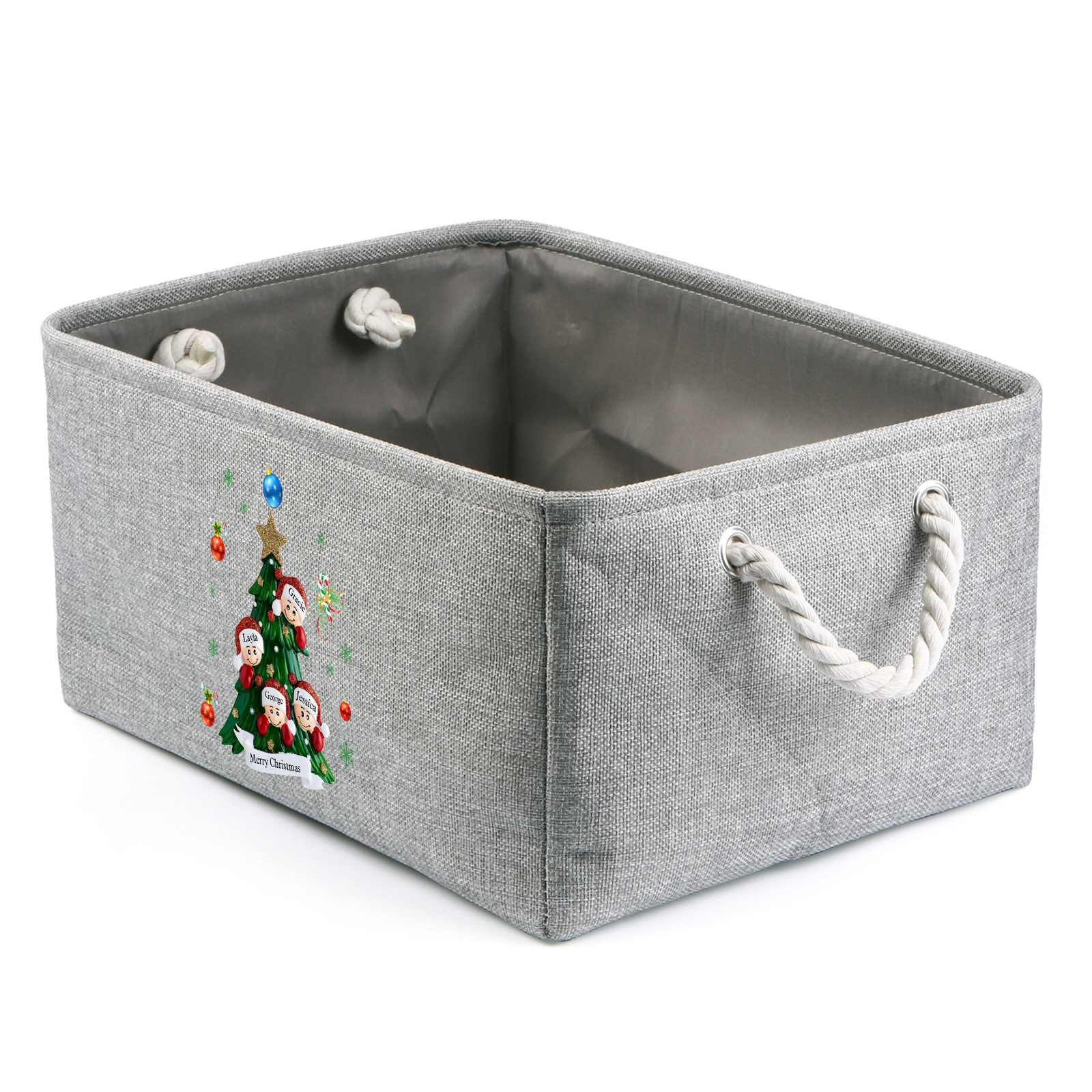 Personalized Christmas Storage Bins with Handles 2-6 Names & 1 Text Customizable Cubes