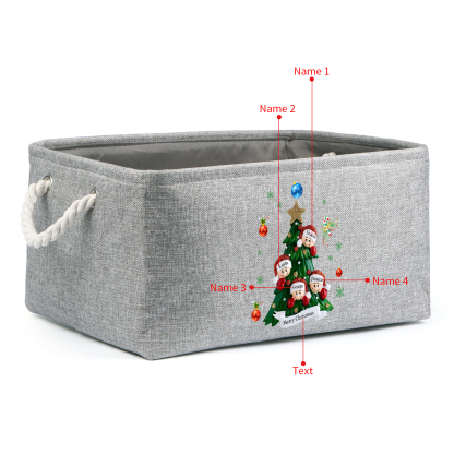 Personalized Christmas Storage Bins with Handles 2-6 Names & 1 Text Customizable Cubes