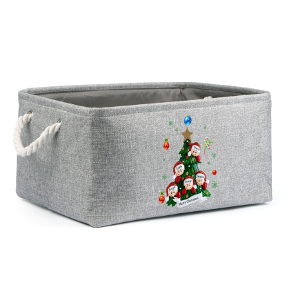 Personalized Christmas Storage Bins with Handles 2-6 Names & 1 Text Customizable Cubes