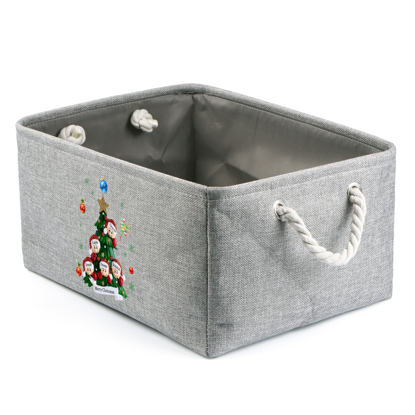 Personalized Christmas Storage Bins with Handles 2-6 Names & 1 Text Customizable Cubes