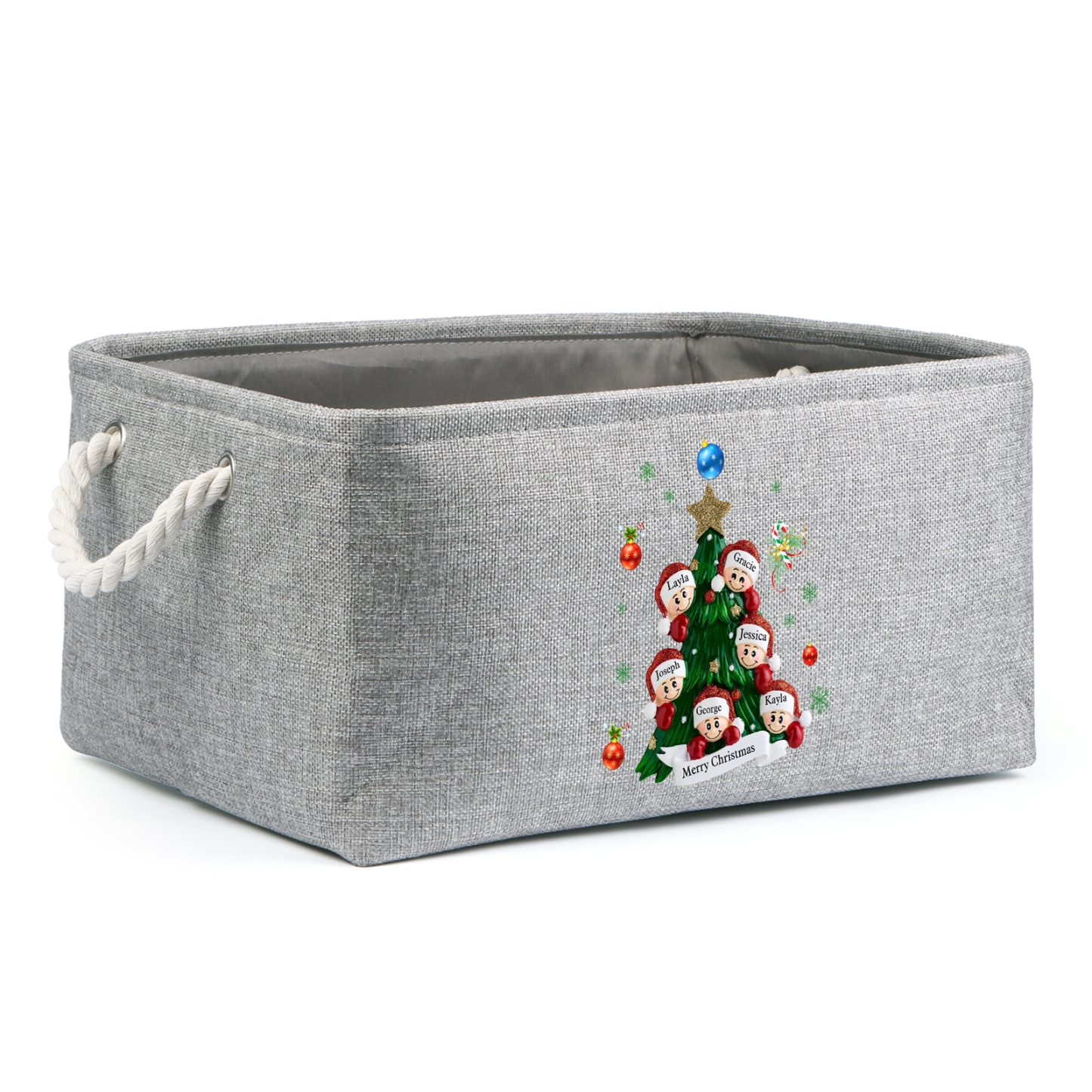 Personalized Christmas Storage Bins with Handles 2-6 Names & 1 Text Customizable Cubes