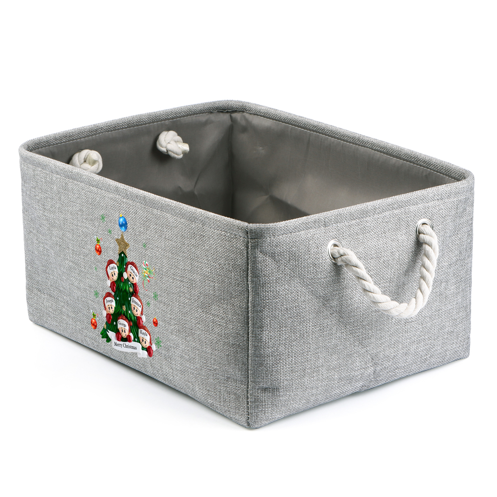 Personalized Christmas Storage Bins with Handles 2-6 Names & 1 Text Customizable Cubes