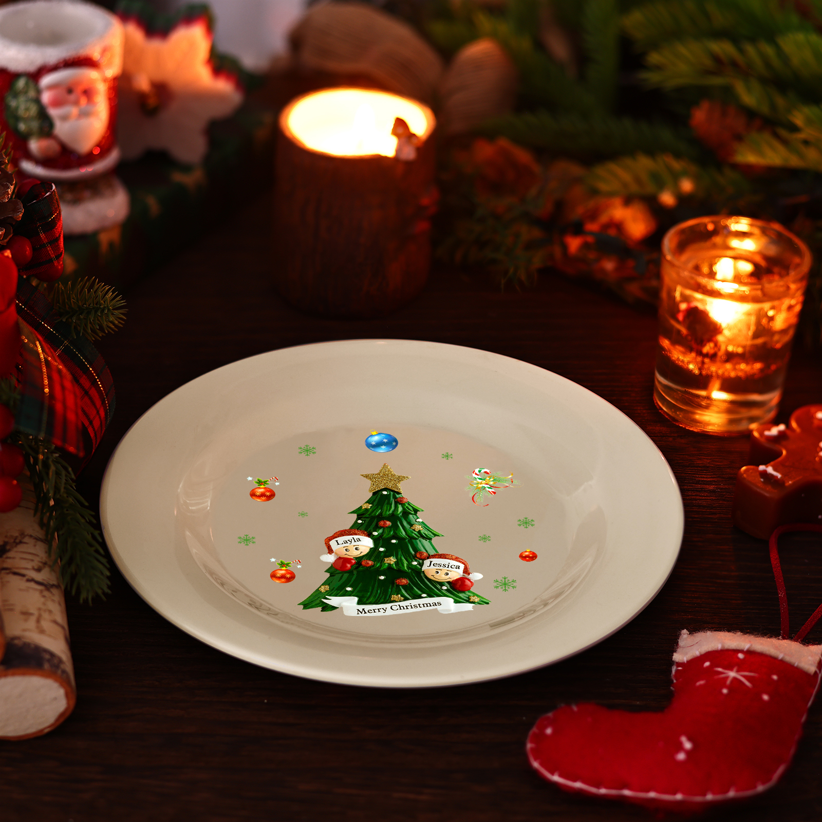 Personalized Christmas Plates for Friends with 2-6 Names A Festive Gift