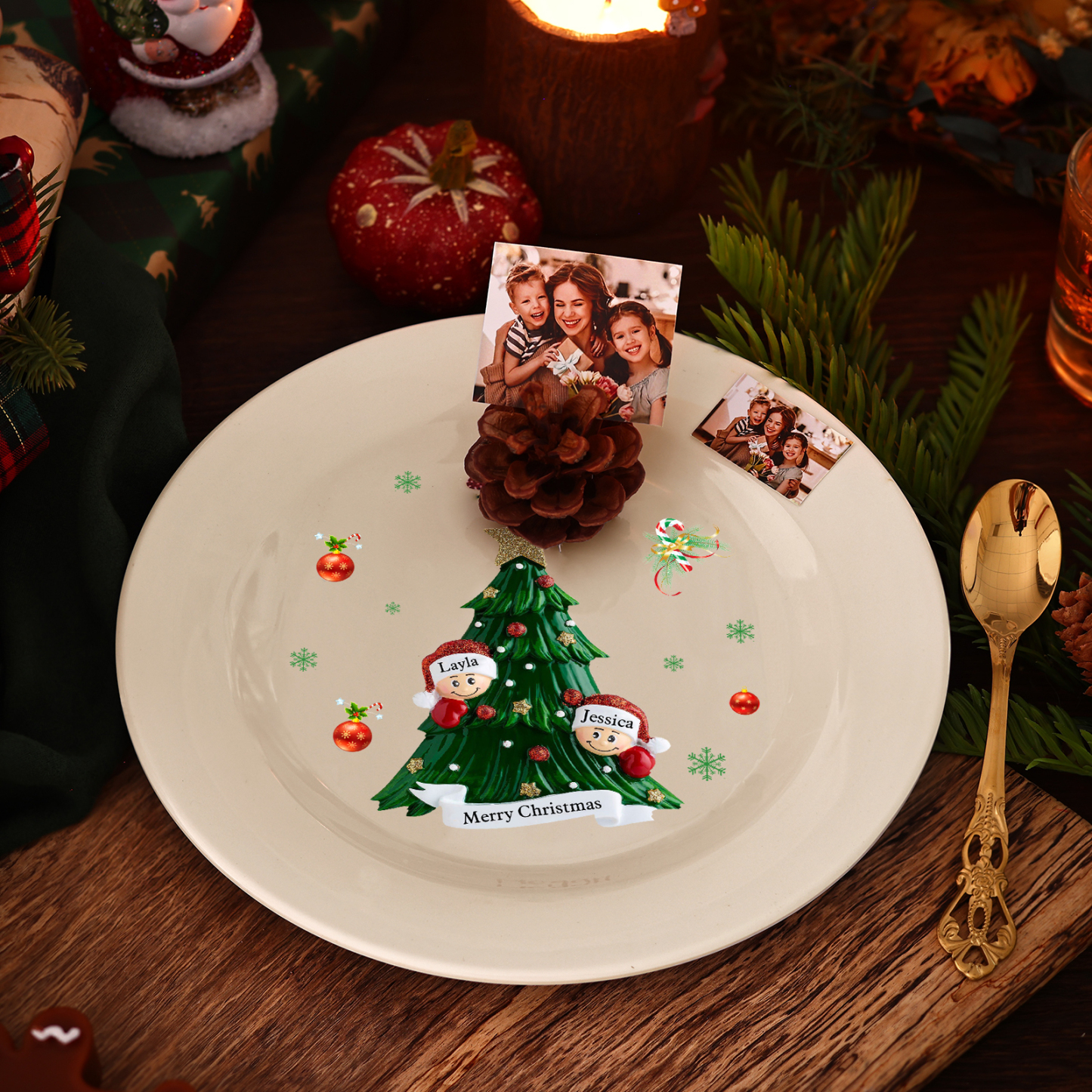 Personalized Christmas Plates for Friends with 2-6 Names A Festive Gift