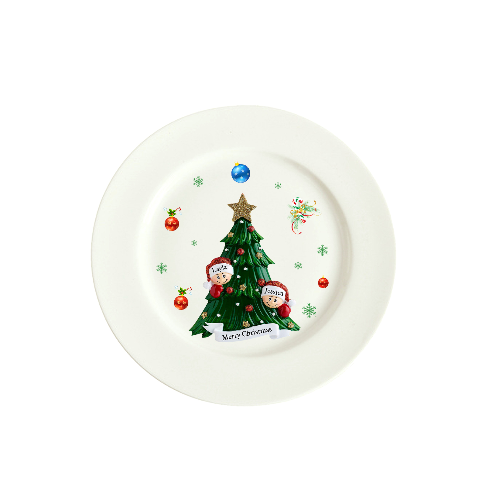 Personalized Christmas Plates for Friends with 2-6 Names A Festive Gift