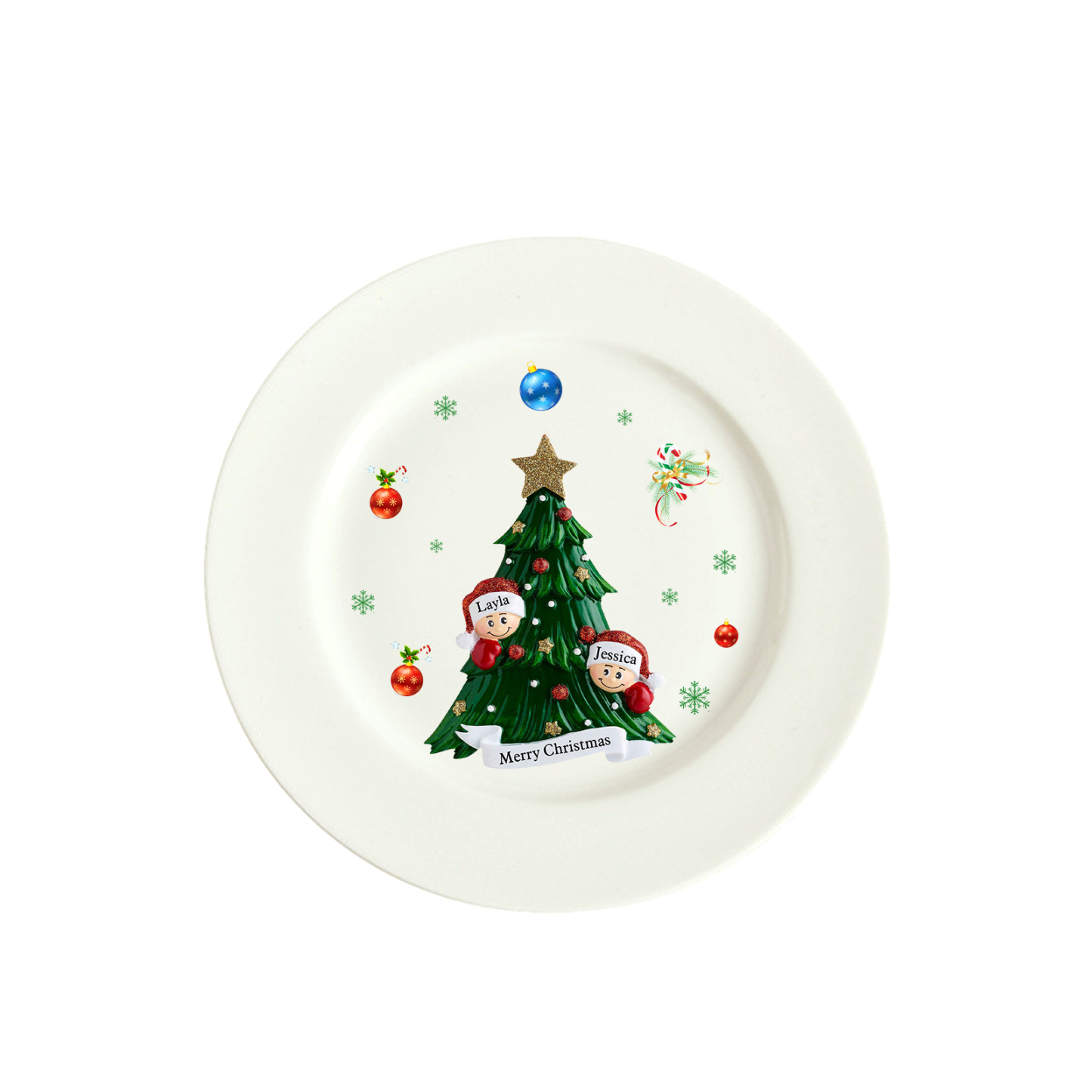 Personalized Christmas Plates for Friends with 2-6 Names A Festive Gift