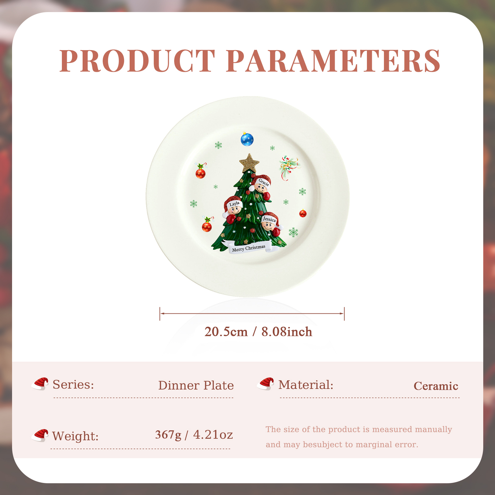 Personalized Christmas Plates for Friends with 2-6 Names A Festive Gift