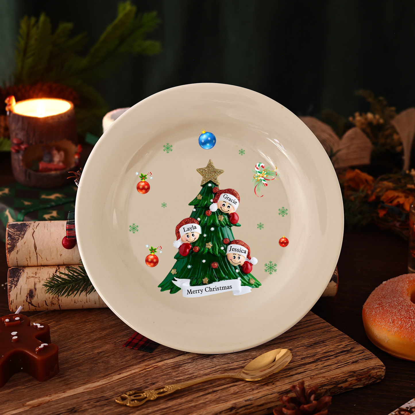 Personalized Christmas Plates for Friends with 2-6 Names A Festive Gift