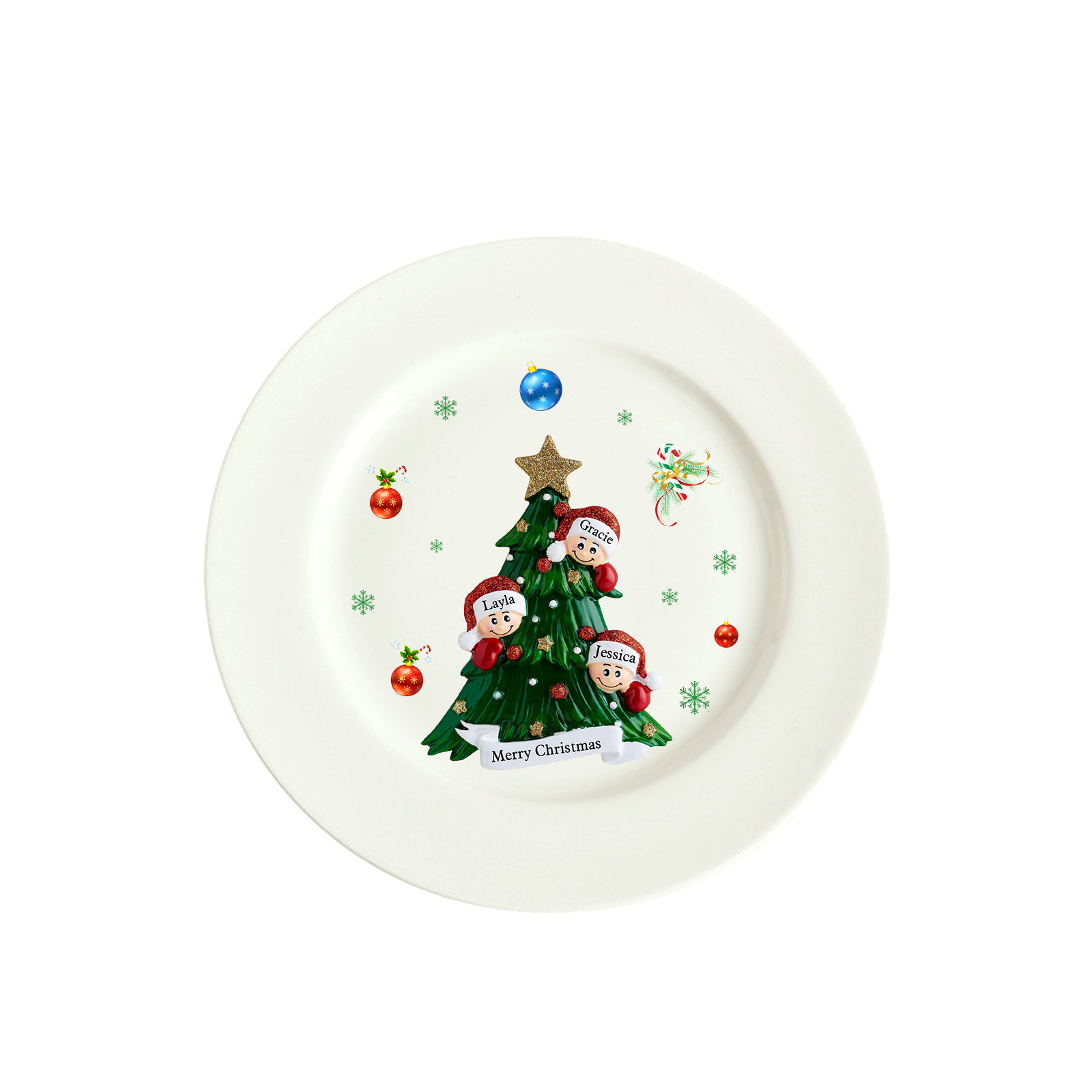 Personalized Christmas Plates for Friends with 2-6 Names A Festive Gift