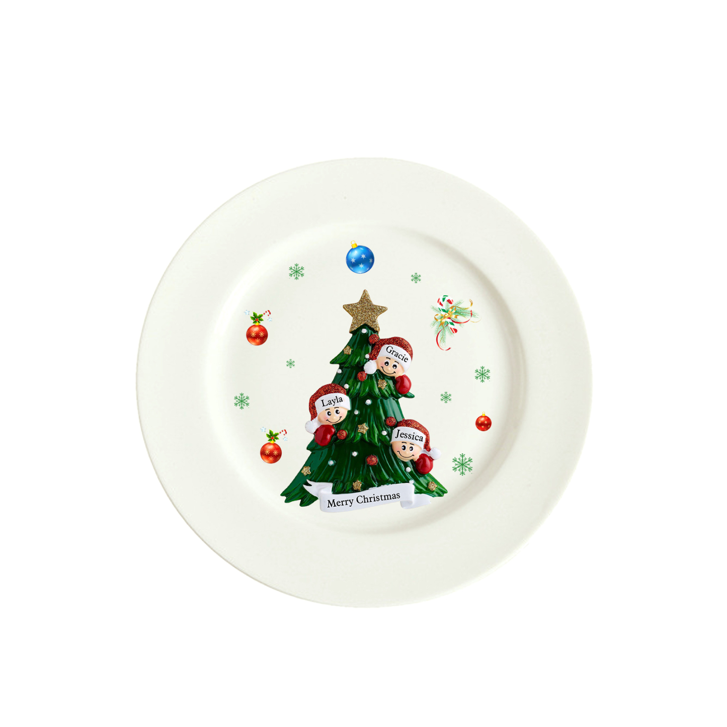 Personalized Christmas Plates for Friends with 2-6 Names A Festive Gift