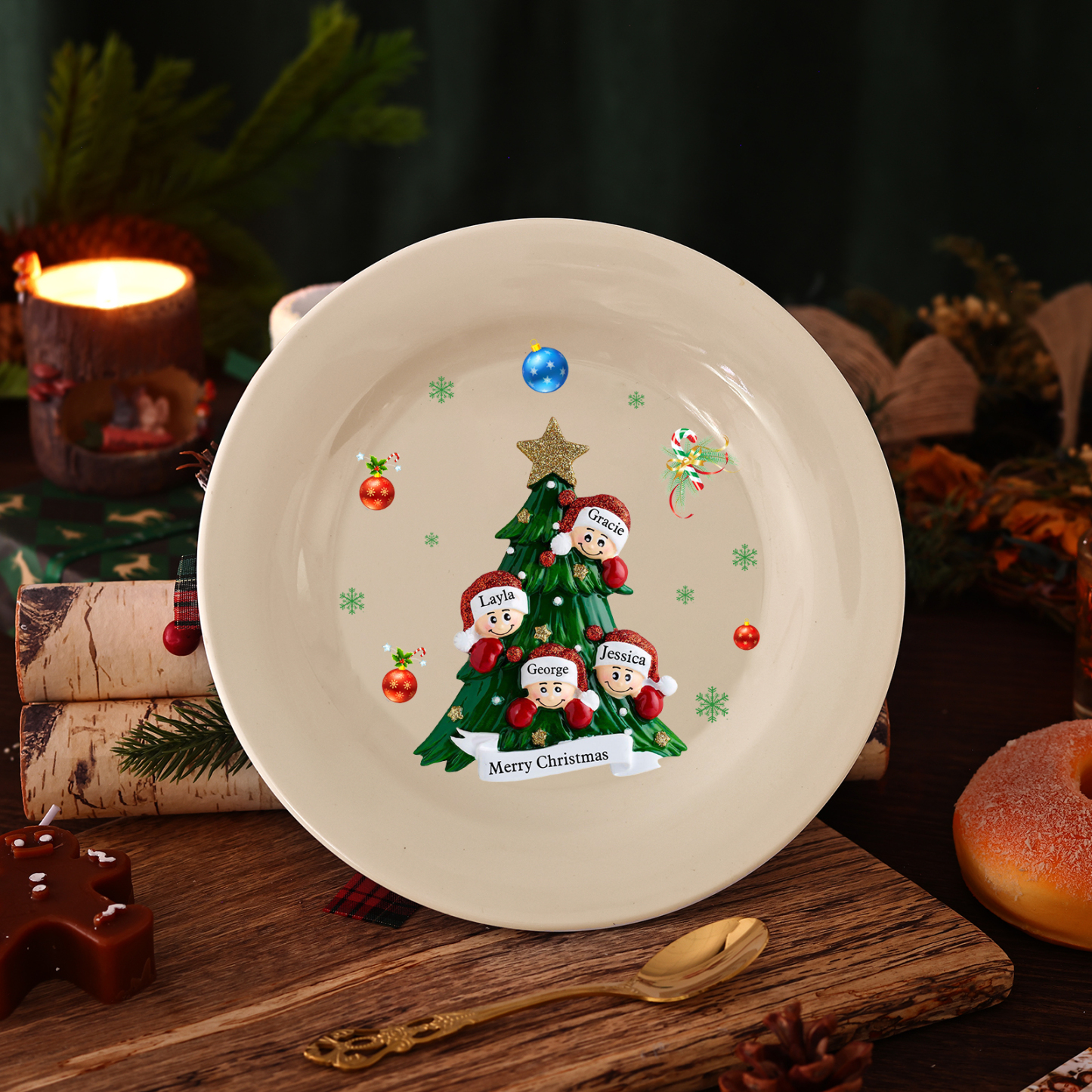 Personalized Christmas Plates for Friends with 2-6 Names A Festive Gift
