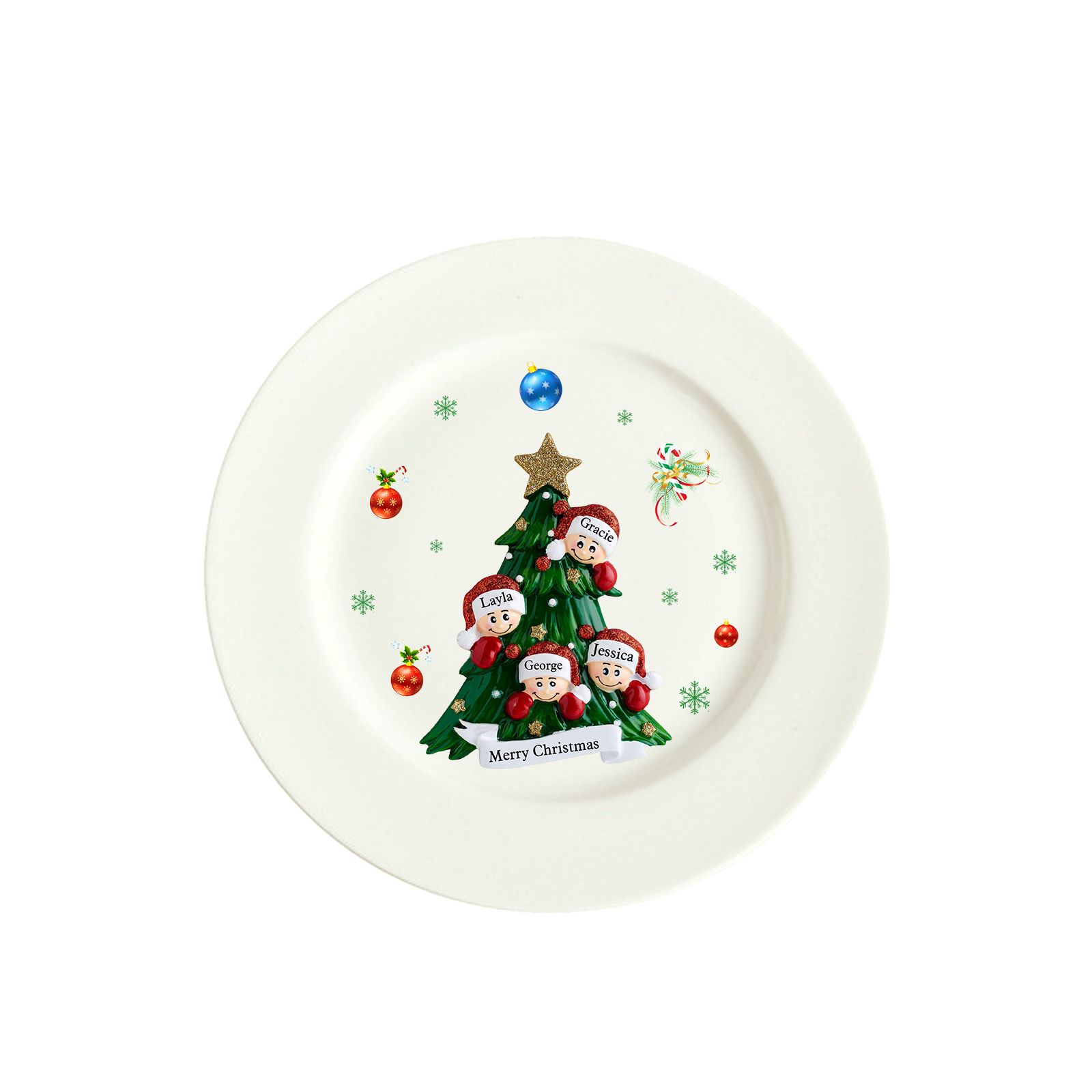 Personalized Christmas Plates for Friends with 2-6 Names A Festive Gift