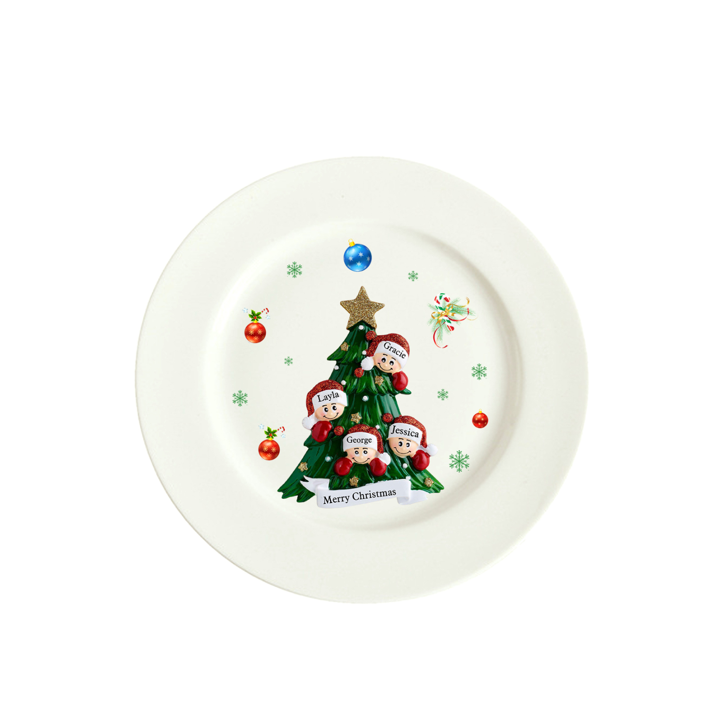 Personalized Christmas Plates for Friends with 2-6 Names A Festive Gift