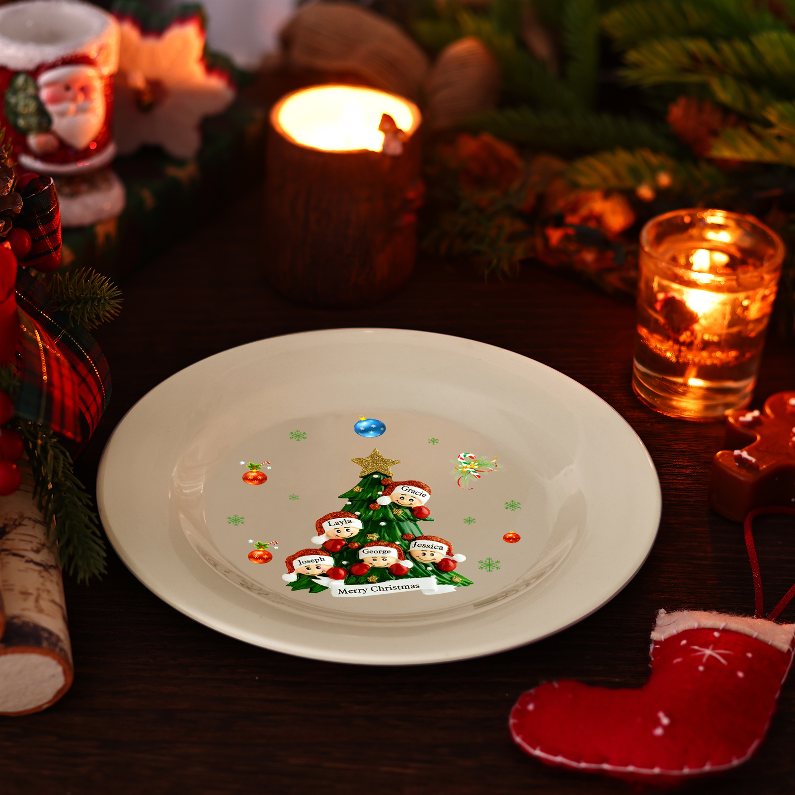Personalized Christmas Plates for Friends with 2-6 Names A Festive Gift