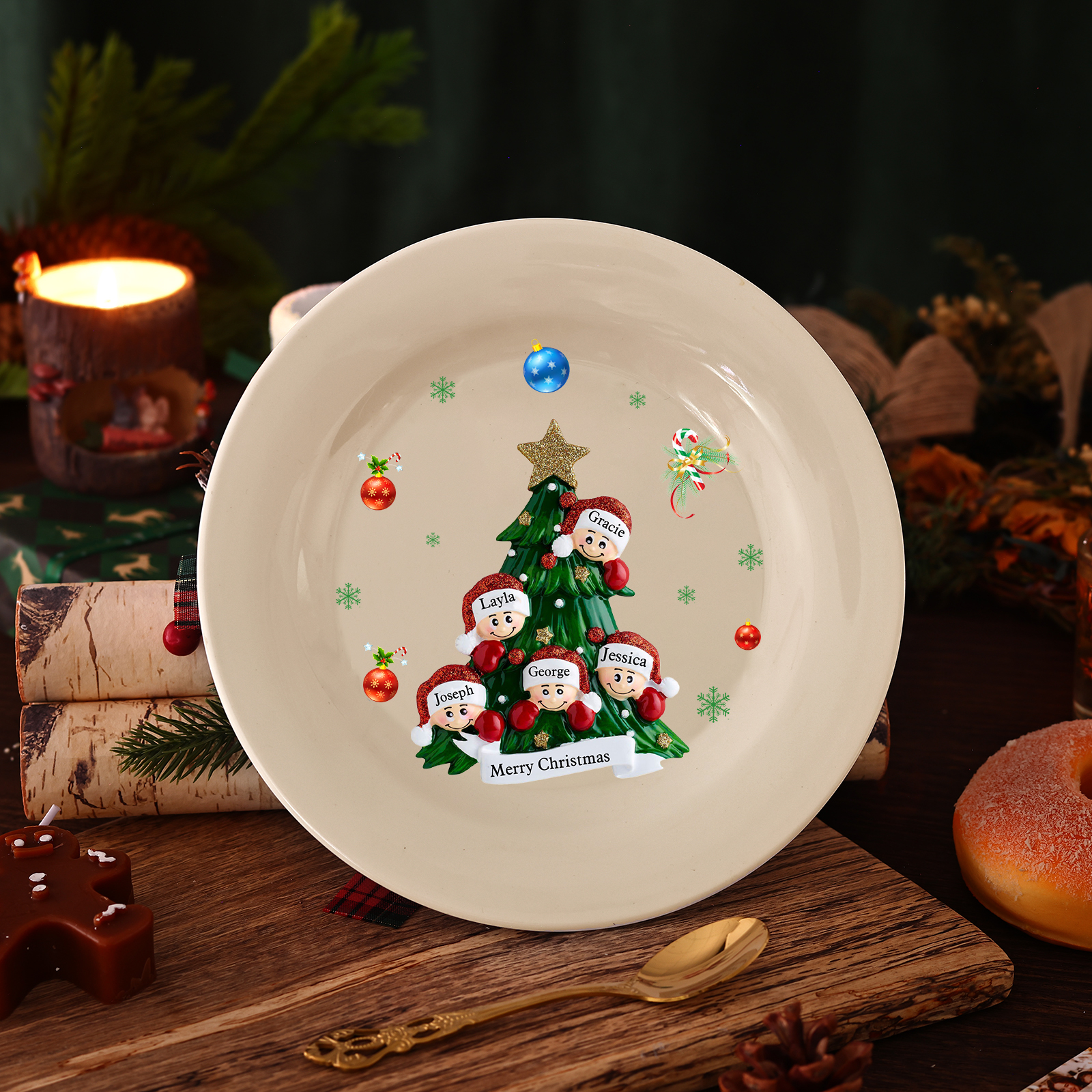 Personalized Christmas Plates for Friends with 2-6 Names A Festive Gift