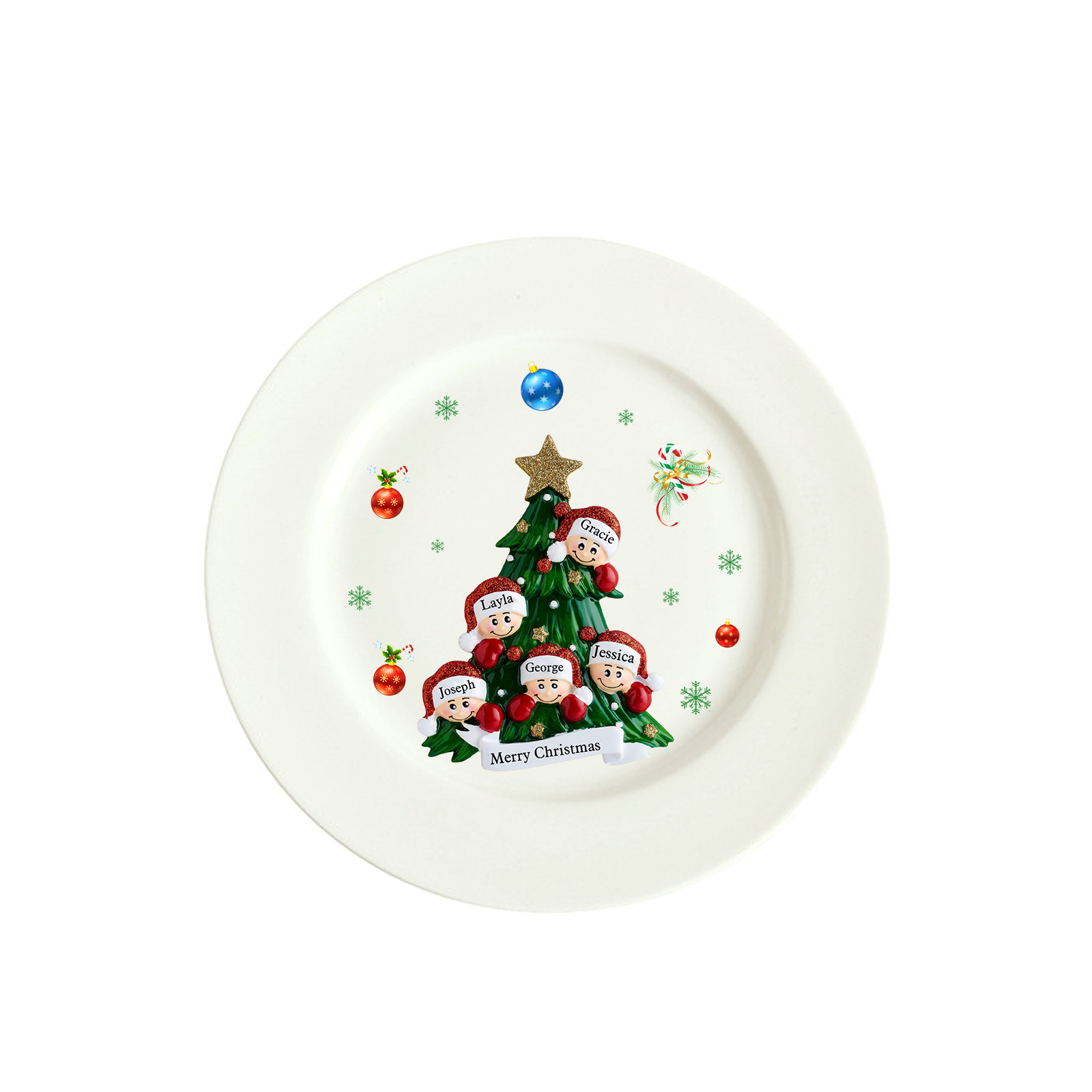 Personalized Christmas Plates for Friends with 2-6 Names A Festive Gift