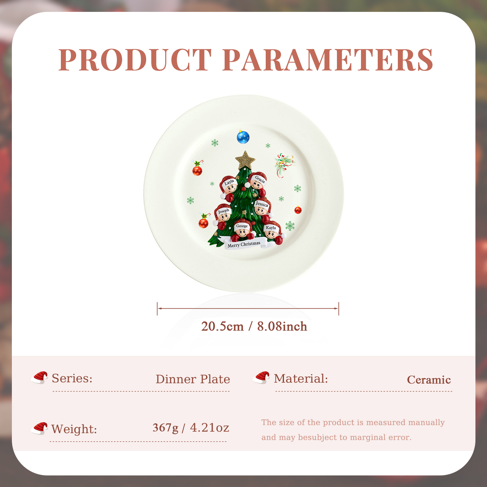 Personalized Christmas Plates for Friends with 2-6 Names A Festive Gift
