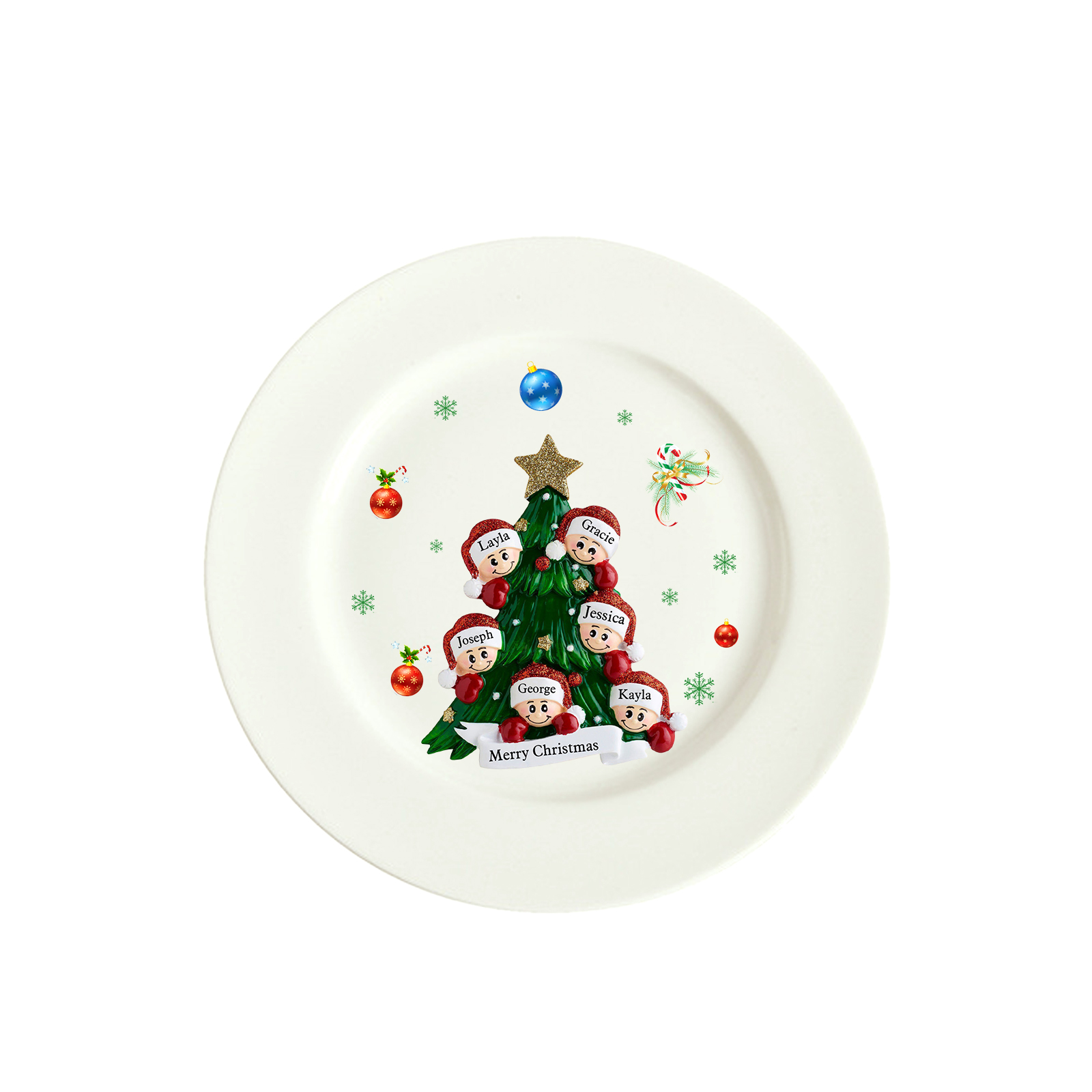 Personalized Christmas Plates for Friends with 2-6 Names A Festive Gift