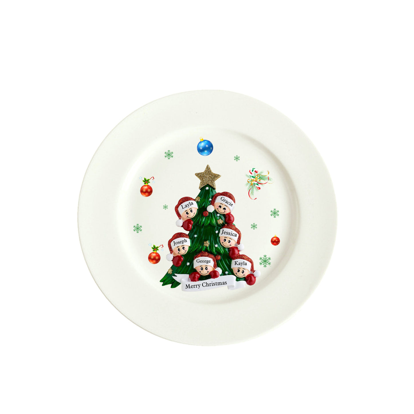 Personalized Christmas Plates for Friends with 2-6 Names A Festive Gift