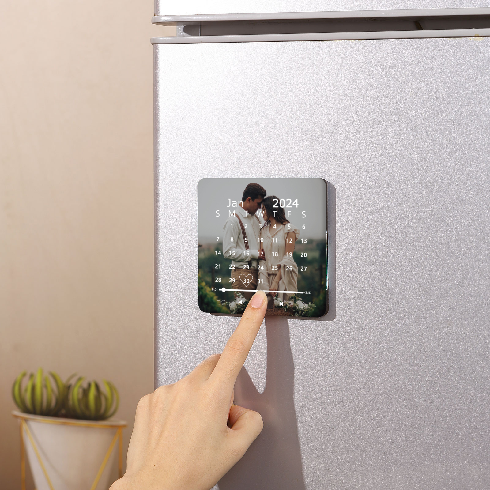 Personalized Music Fridge Magnet with 1 Photo & 1 Date – Custom Gift for Couples