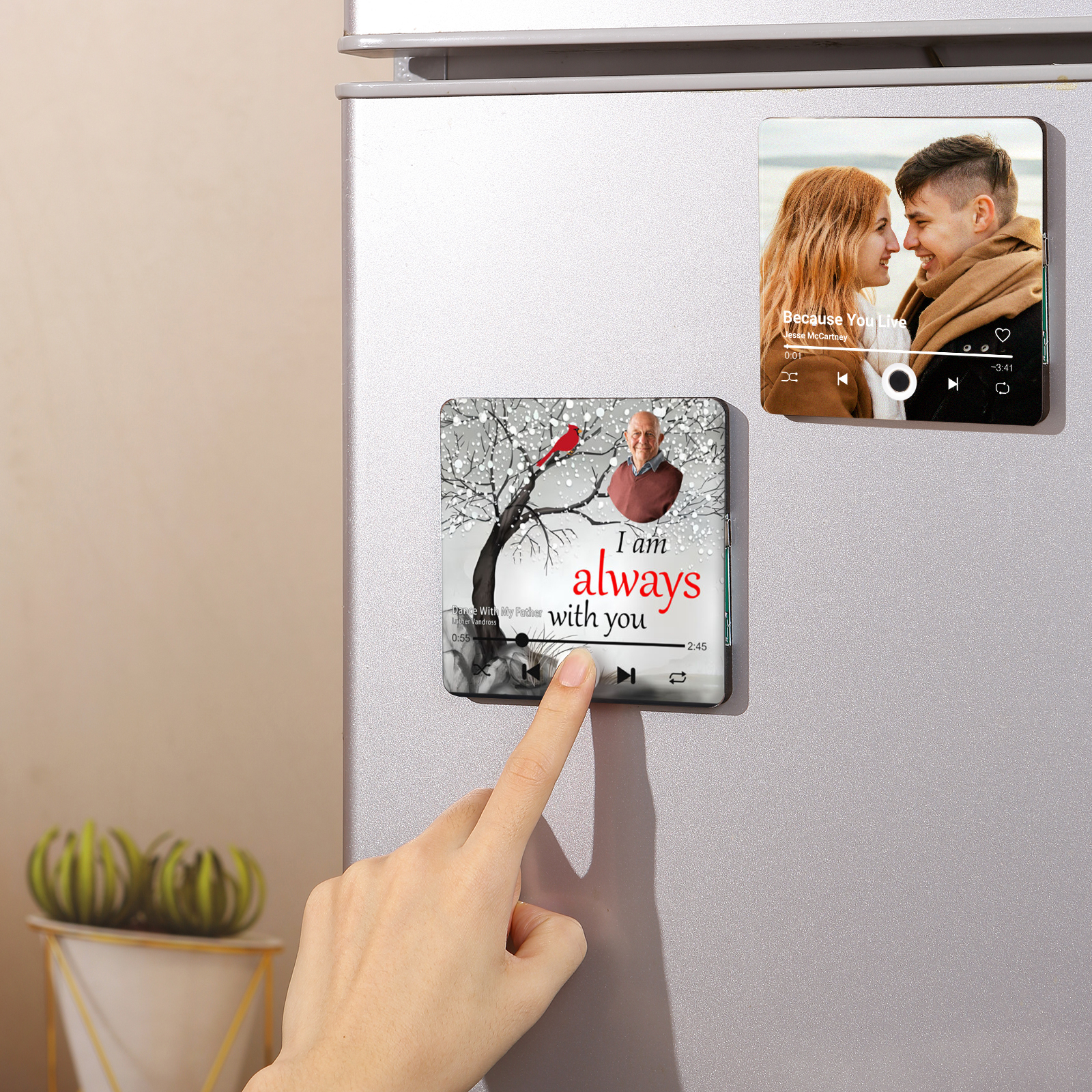 Personalized Memorial Fridge Magnet In Loving Memory Cardinal & Tree of Life Designs with Photo & Custom Text