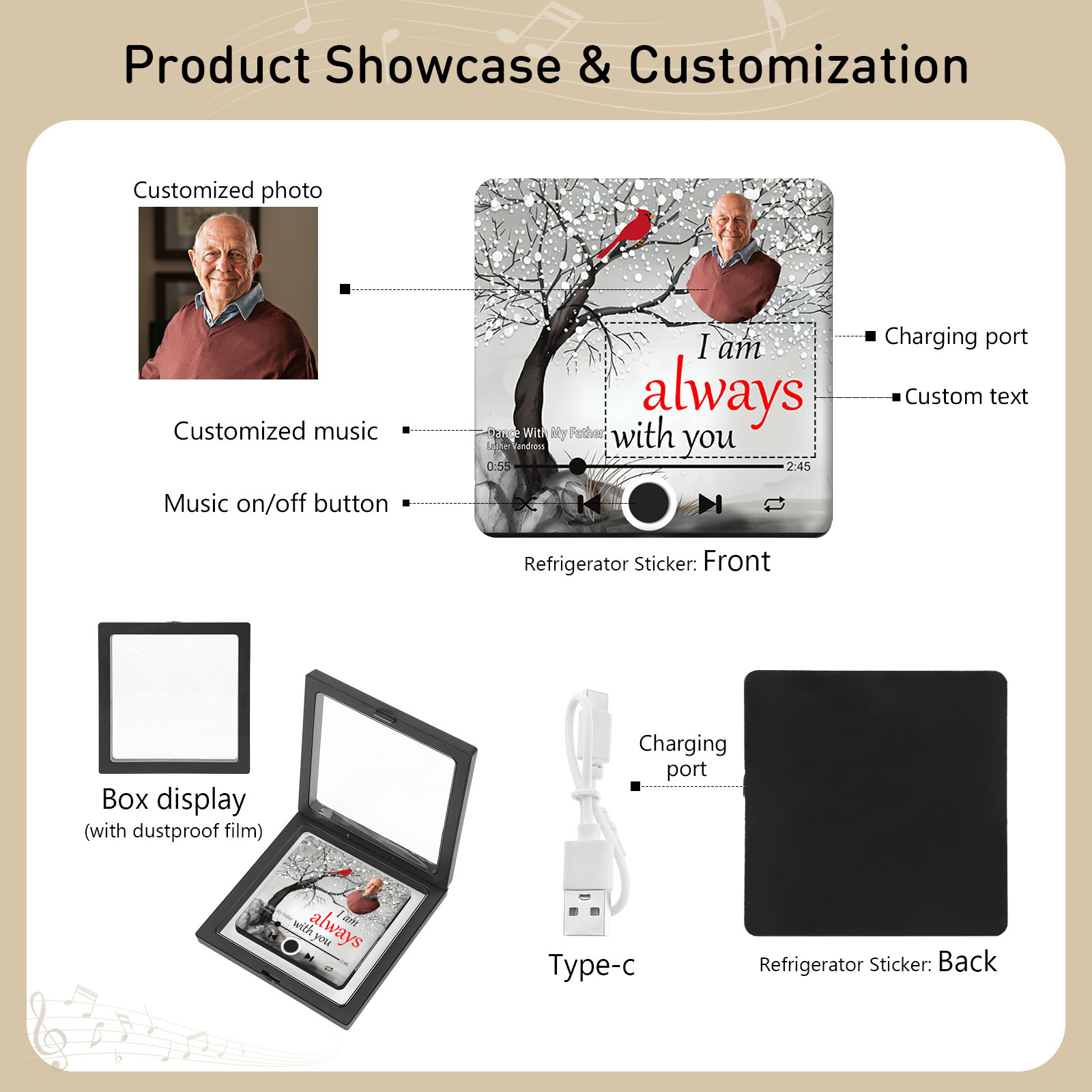 Personalized Memorial Fridge Magnet In Loving Memory Cardinal & Tree of Life Designs with Photo & Custom Text