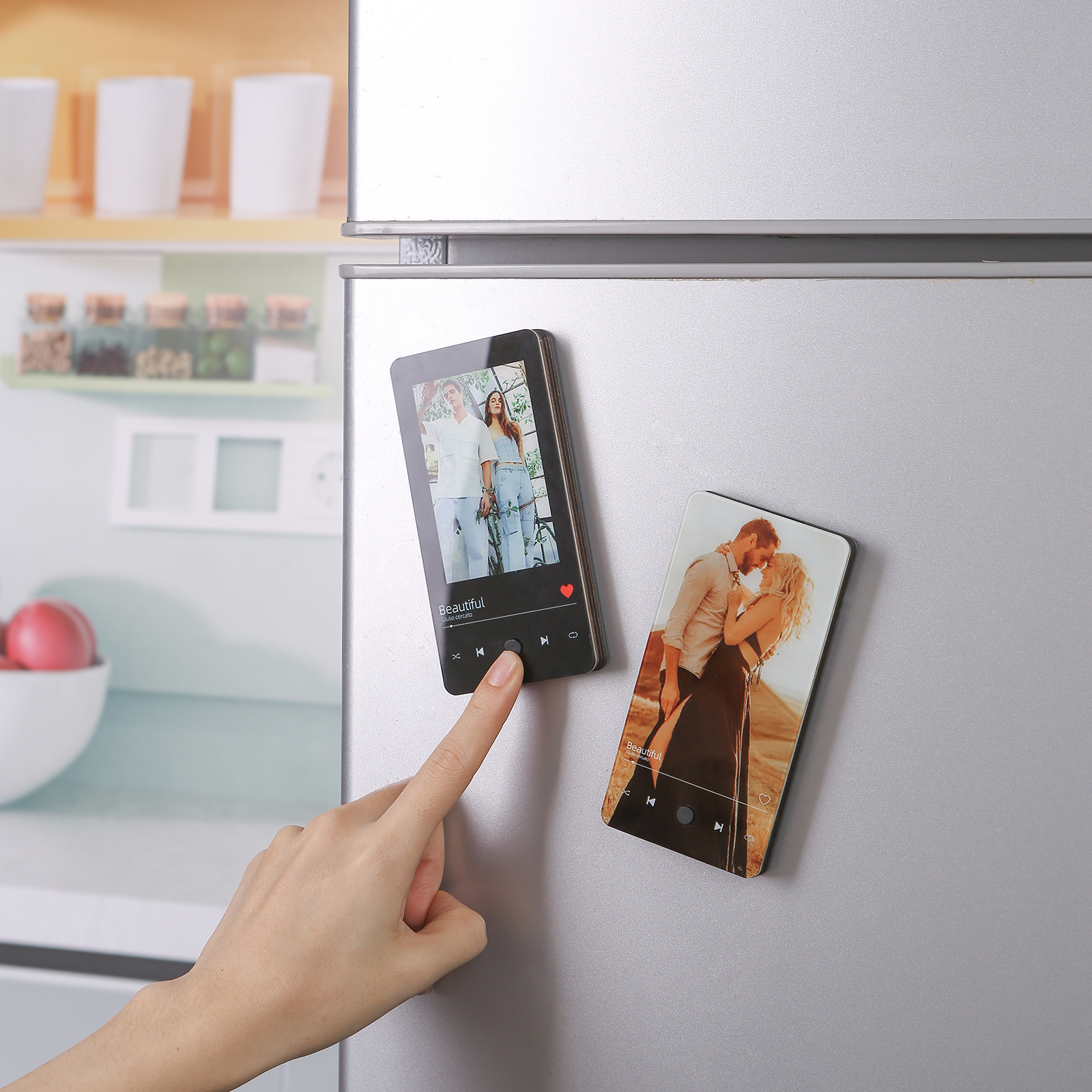 Personalized Fridge Magnet with Music Custom Photo & Song Valentine’s Day Gift for Couples