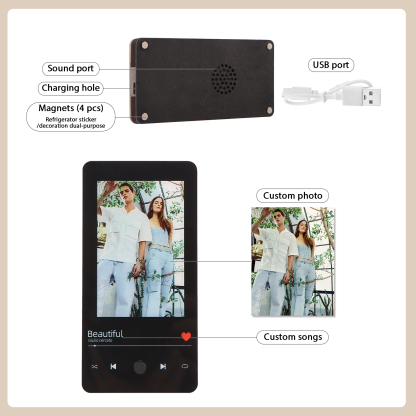 Personalized Fridge Magnet with Music Custom Photo & Song Valentine’s Day Gift for Couples